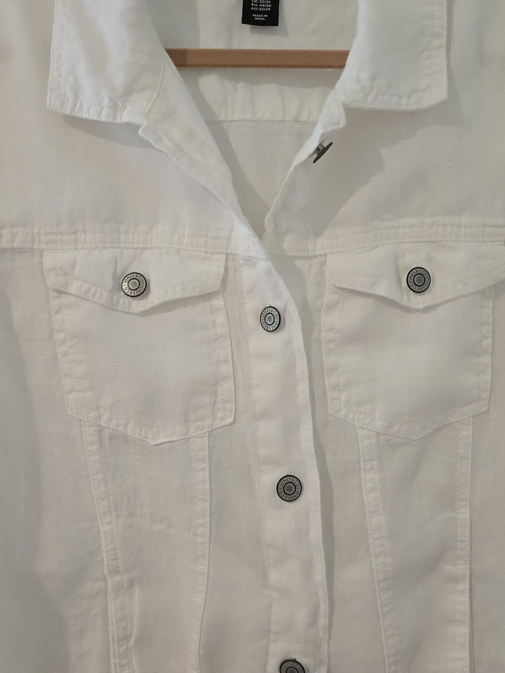 JONES & CO White Linen Jacket Size 2X- Classic Linen - Picture 3 of 5